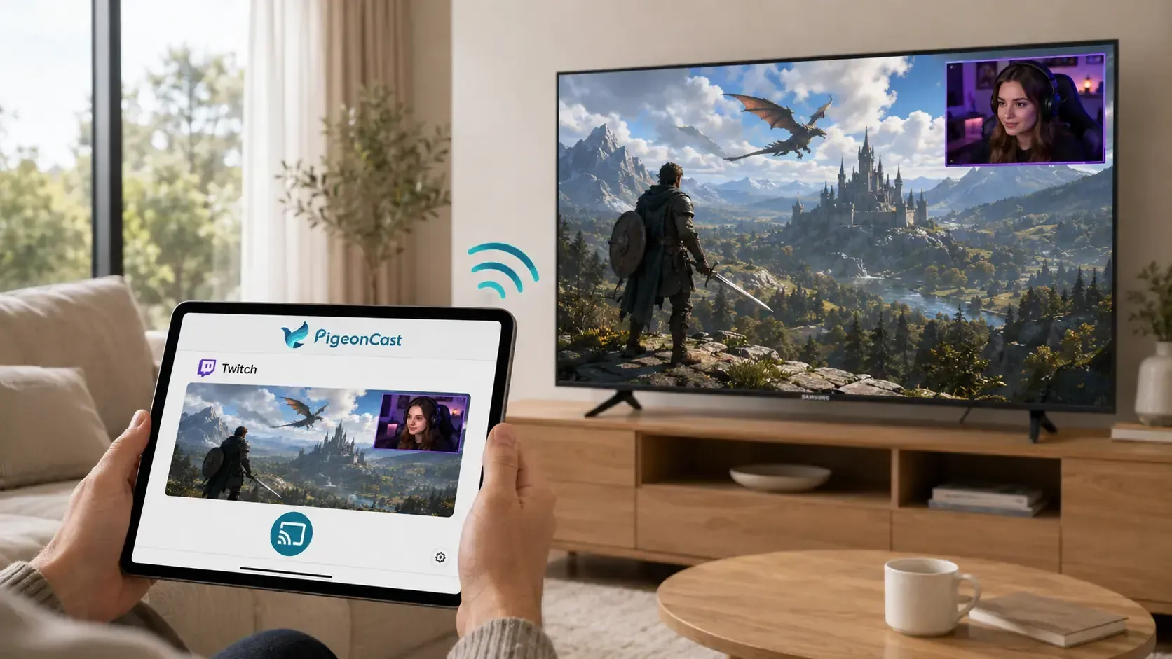 use PigeonCast to mirror Twitch to Samsung TV