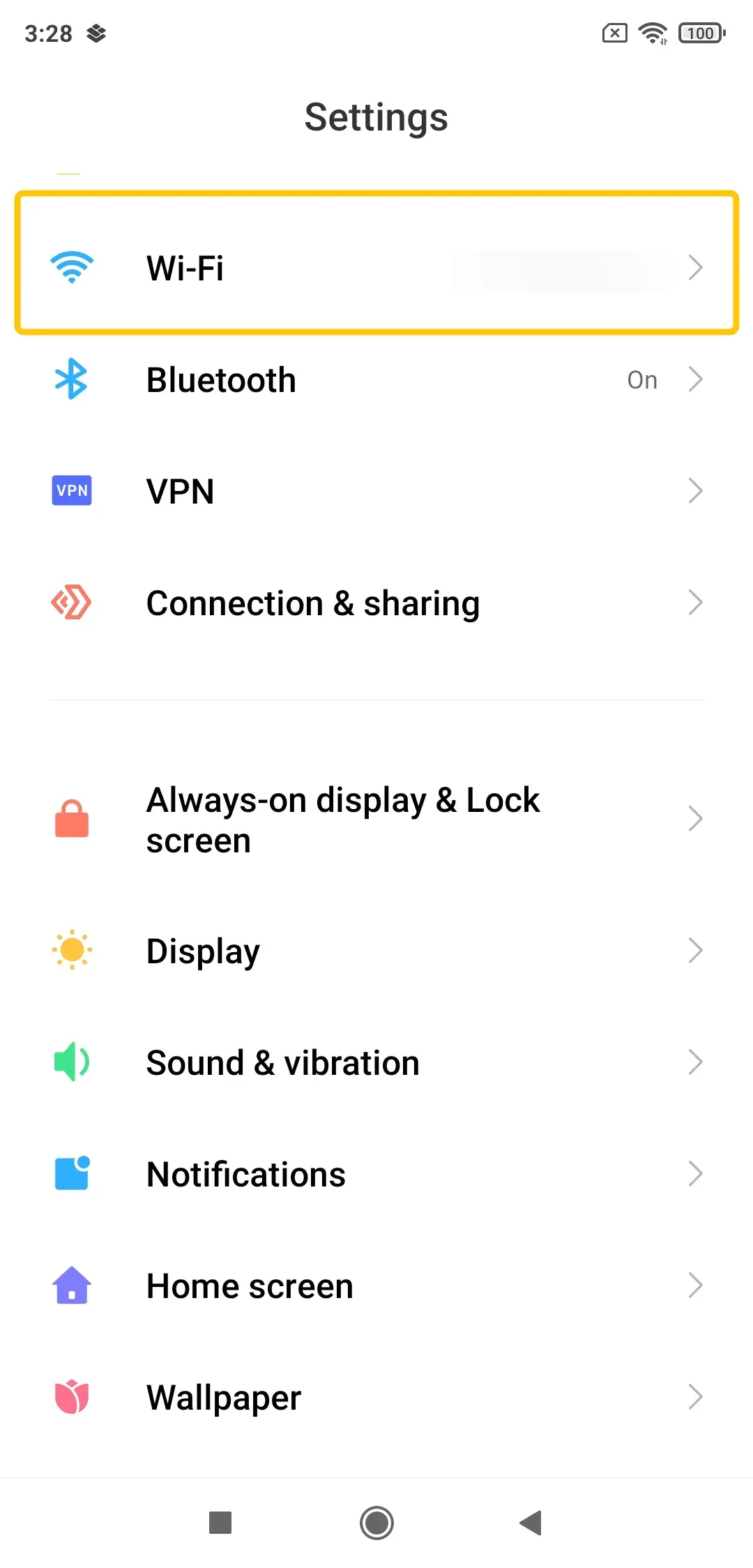 Wi-Fi settings on Android