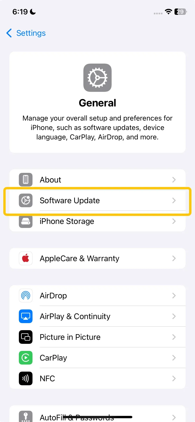 Software Update on iPhone
