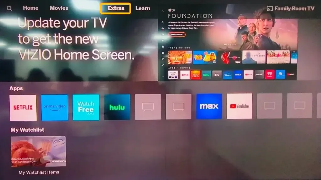 Extras on Vizio TV