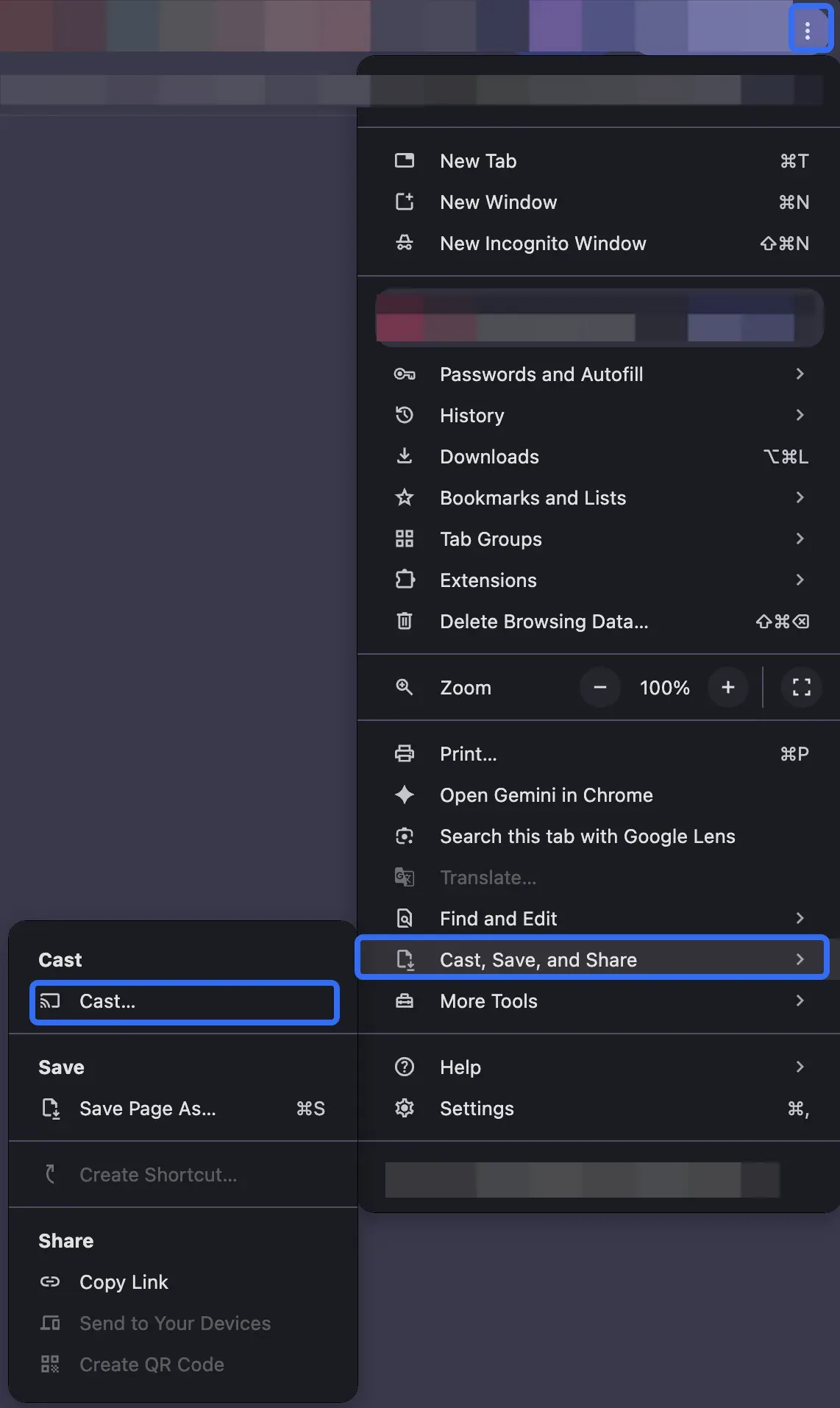 go to Chrome's menu and enable Cast feature
