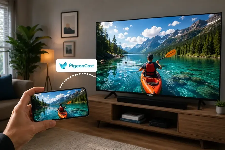 use PigeonCast to mirror Samsung phone to Vizio TV