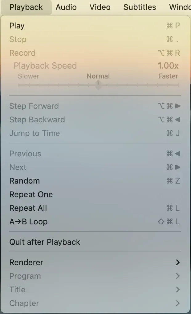 VLC's Renderer option on Mac