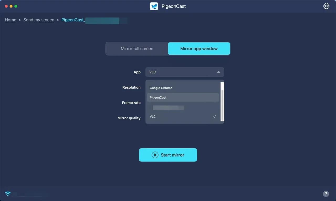 connect Mac to a device via PigeonCast
