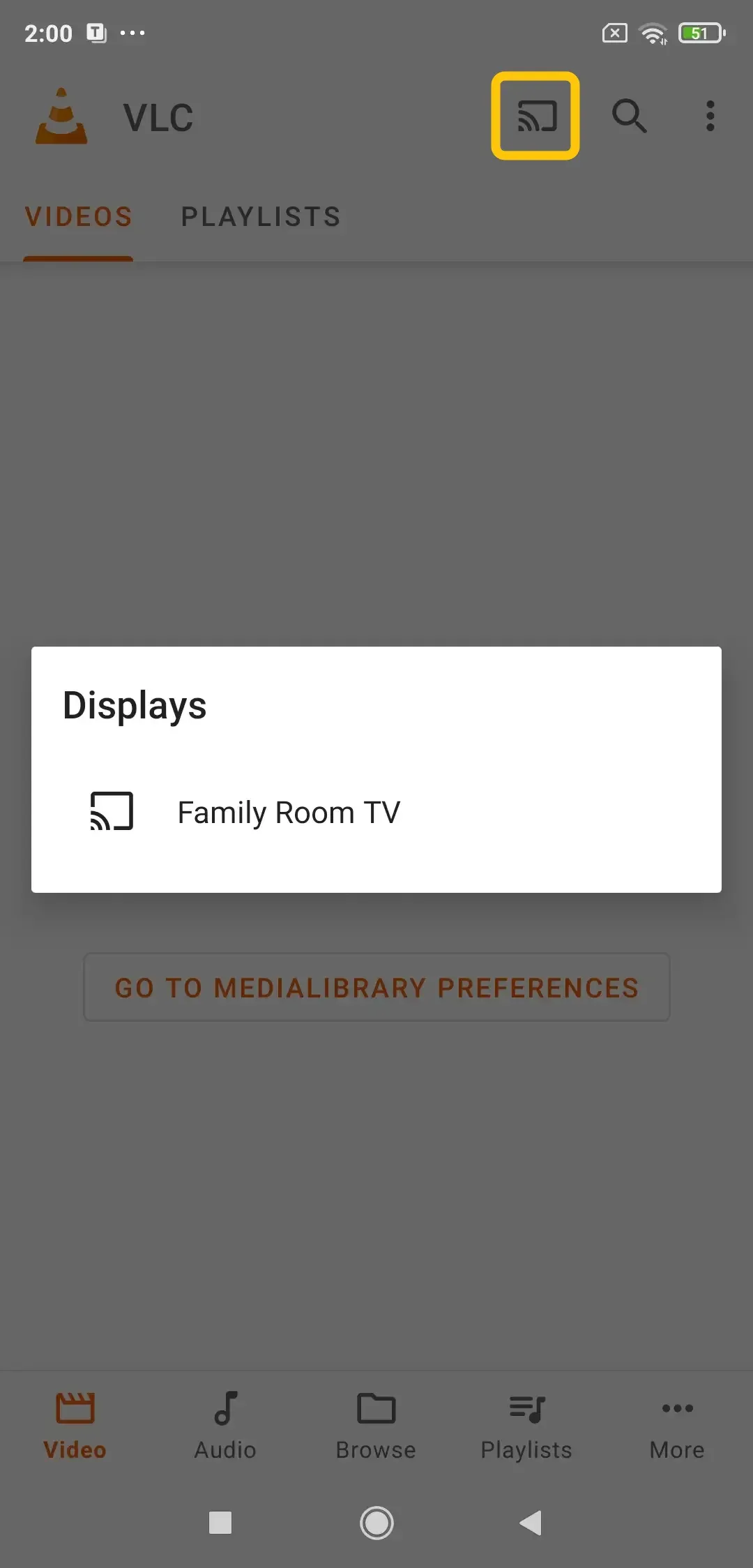Cast icon Vlc on android