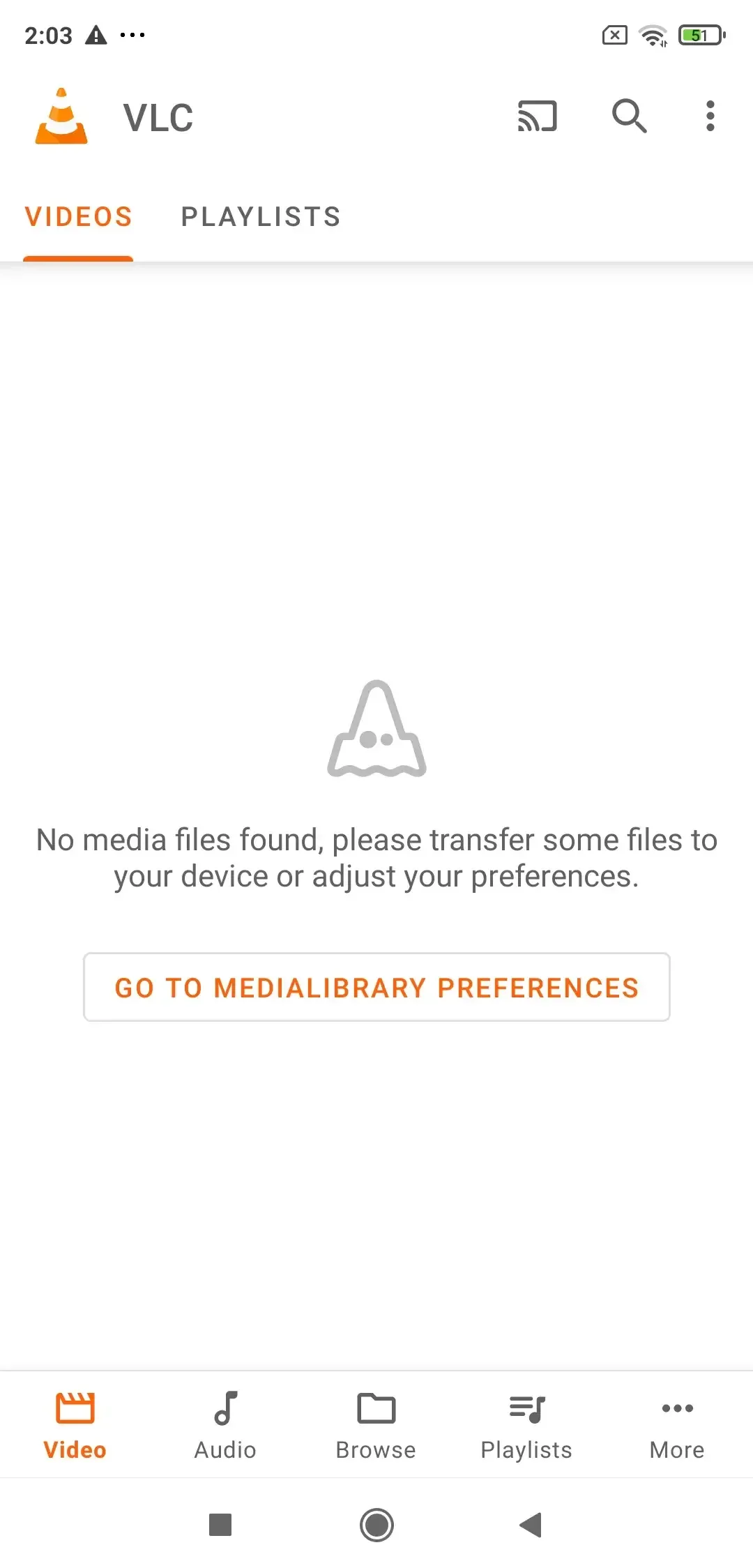 GO TO MEDIALIBRARY PREFERENCES option in the VLC