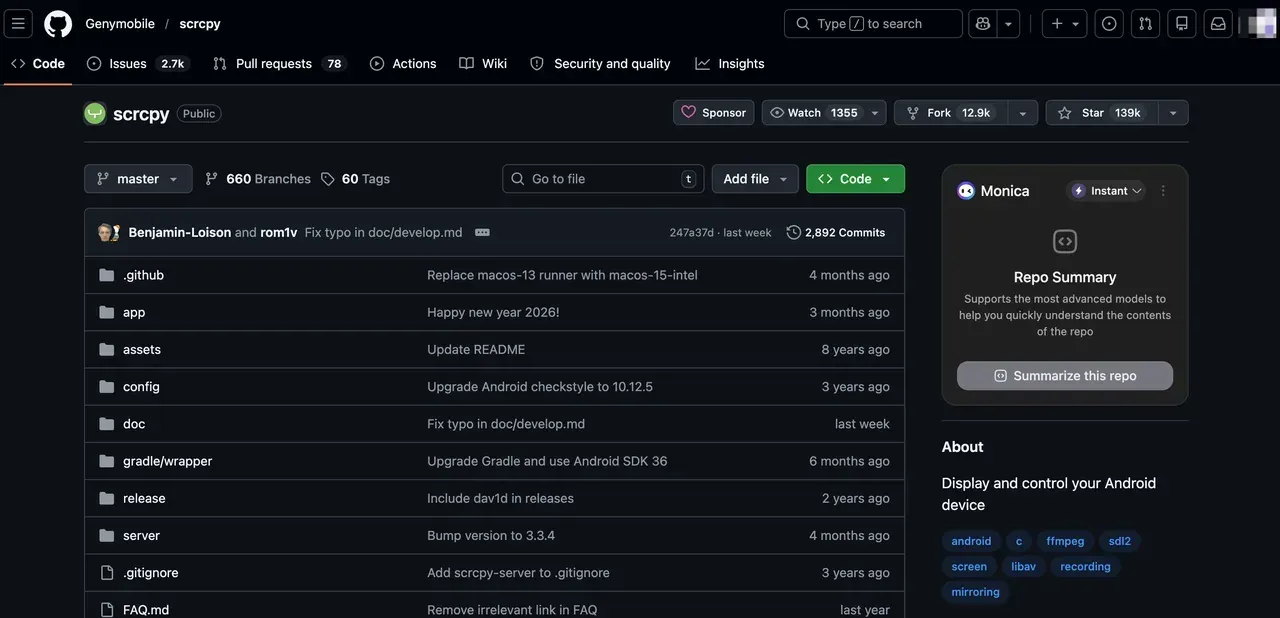 scrcpy is a open-source tool available on GitHub
