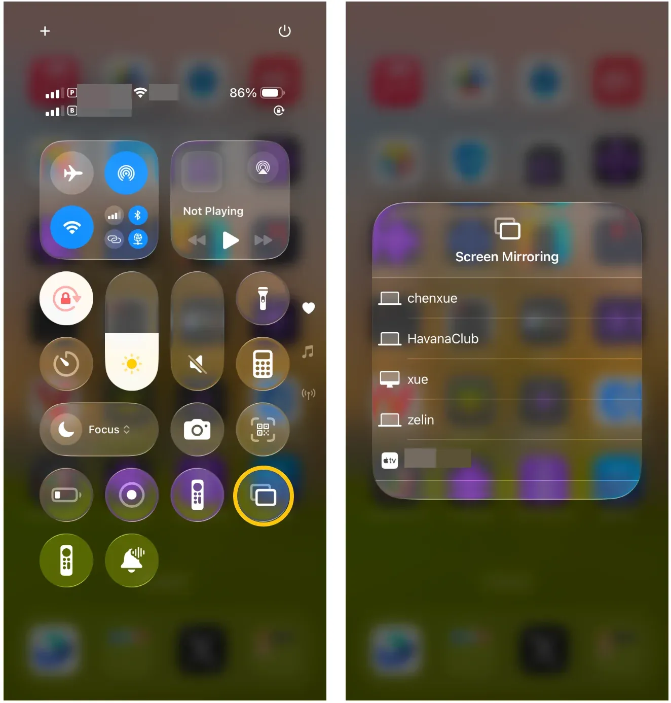 enable Screen Mirroring on iPhone