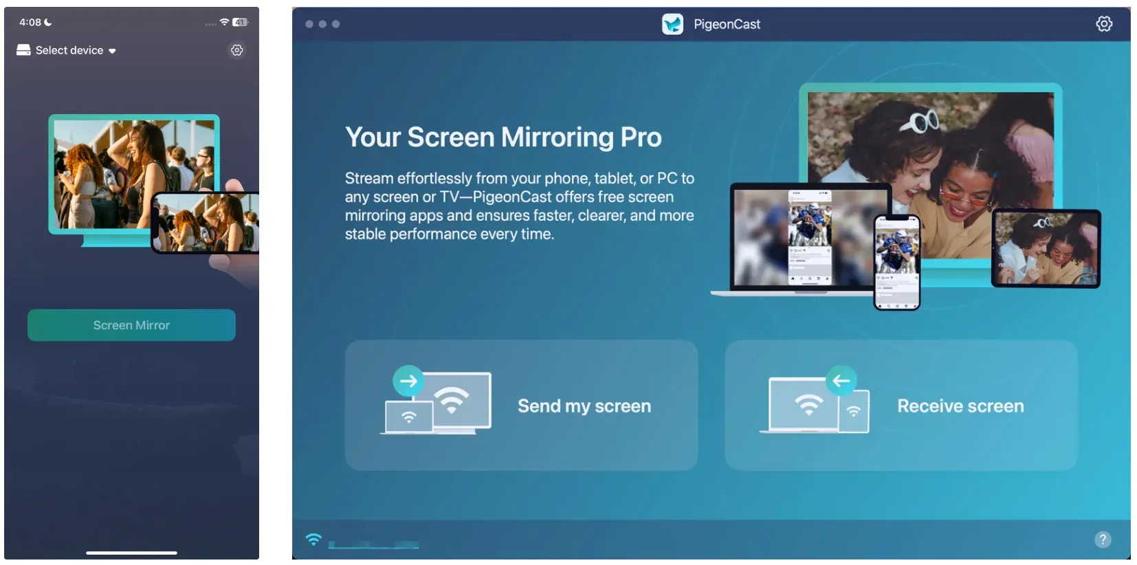 set up PigeonCast on phone and PC