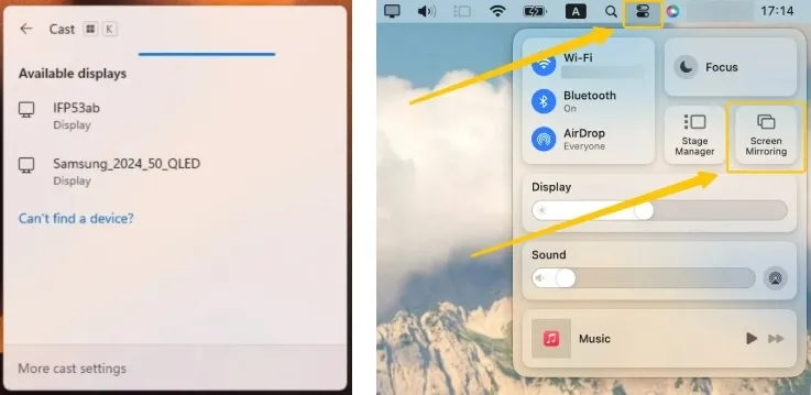 Windows + K, Control Center