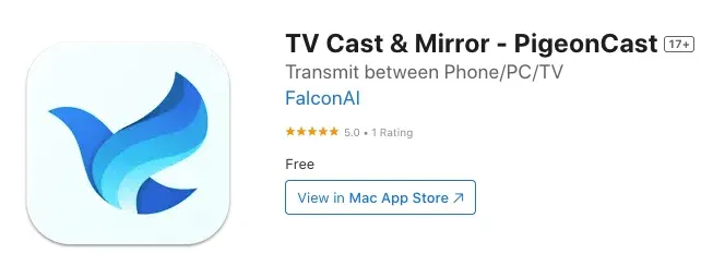 PigeonCast's iOS screen mirroring app