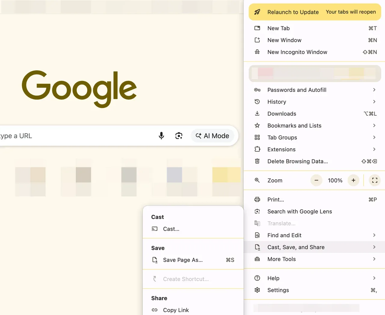Cast option provided by Chrome browser