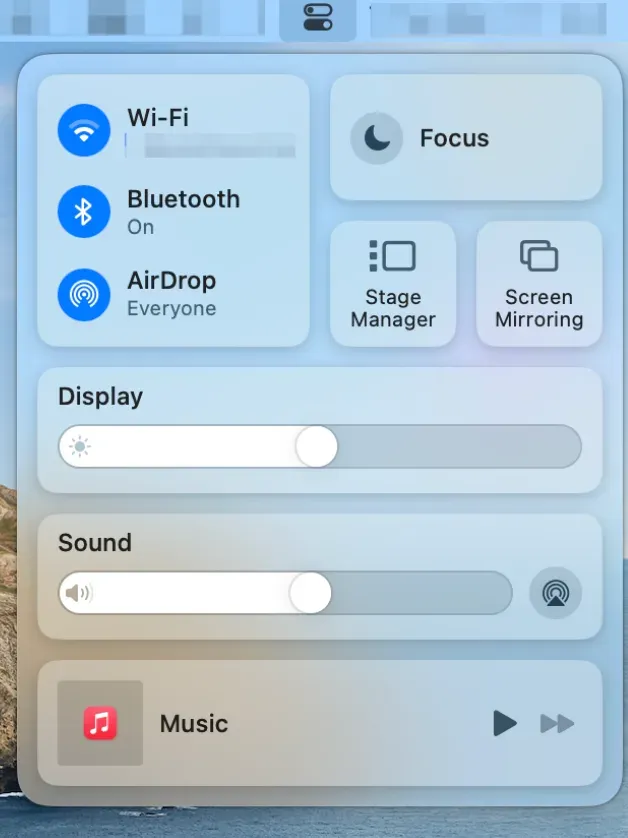open Control Center on Mac