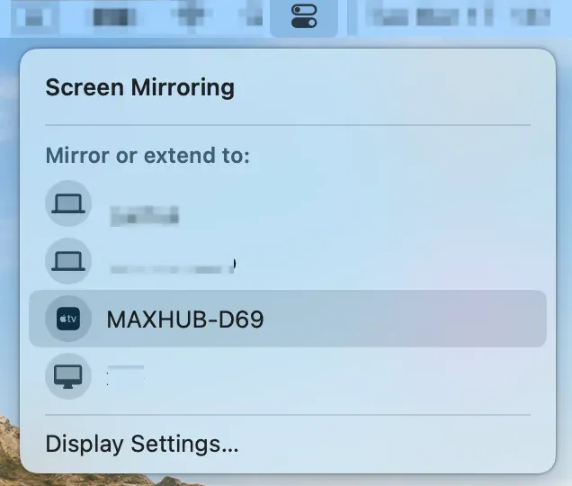device list on Mac