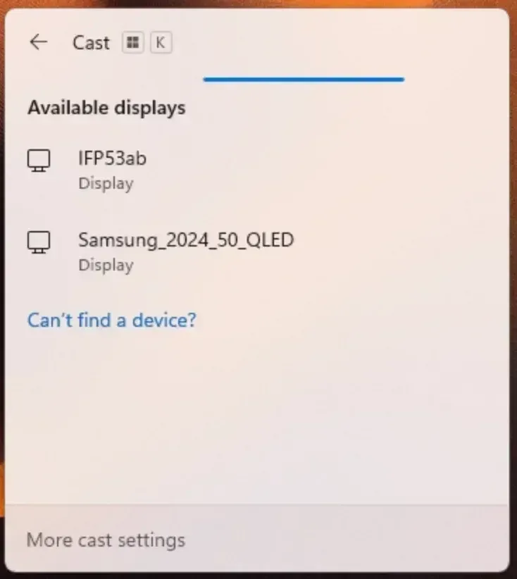 Windows Key + K menu