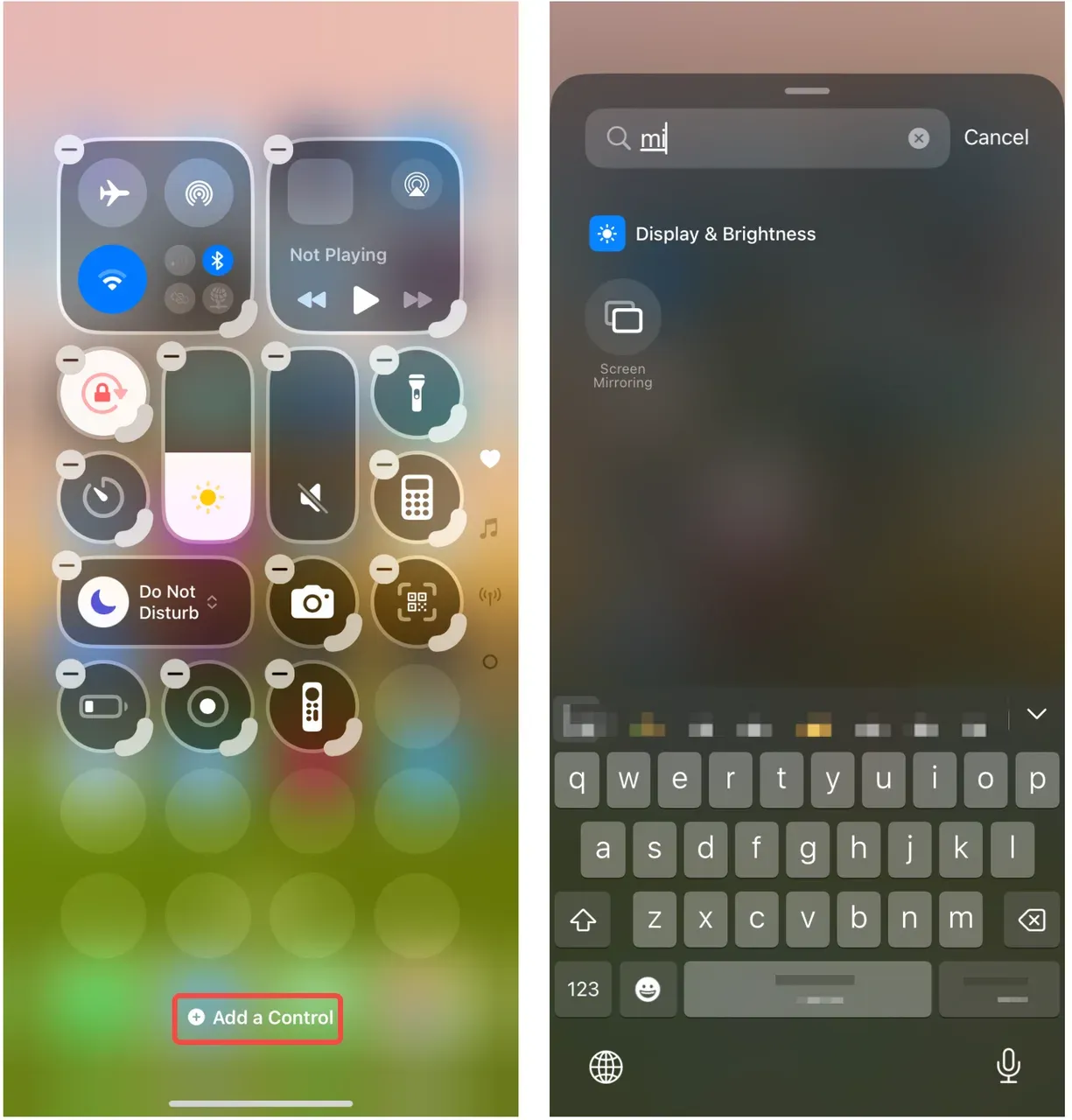 add Screen Mirroring feature to Control Center