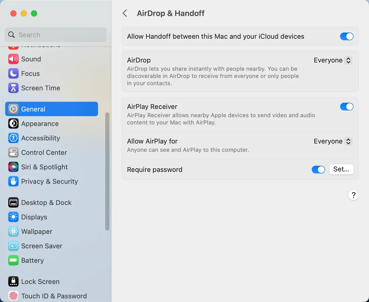 turn on AirPlay receiver on Mac