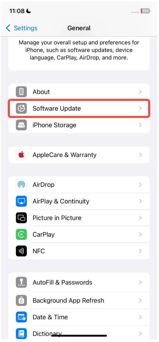 update iPhone software