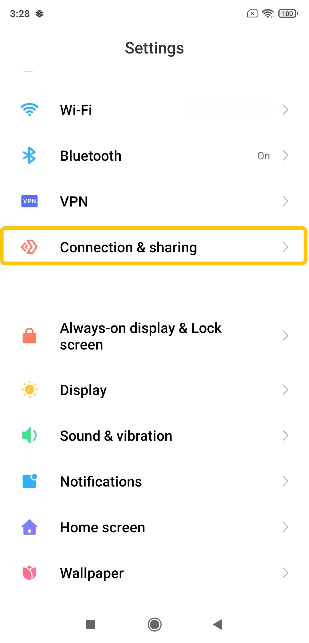 Display or Connections option