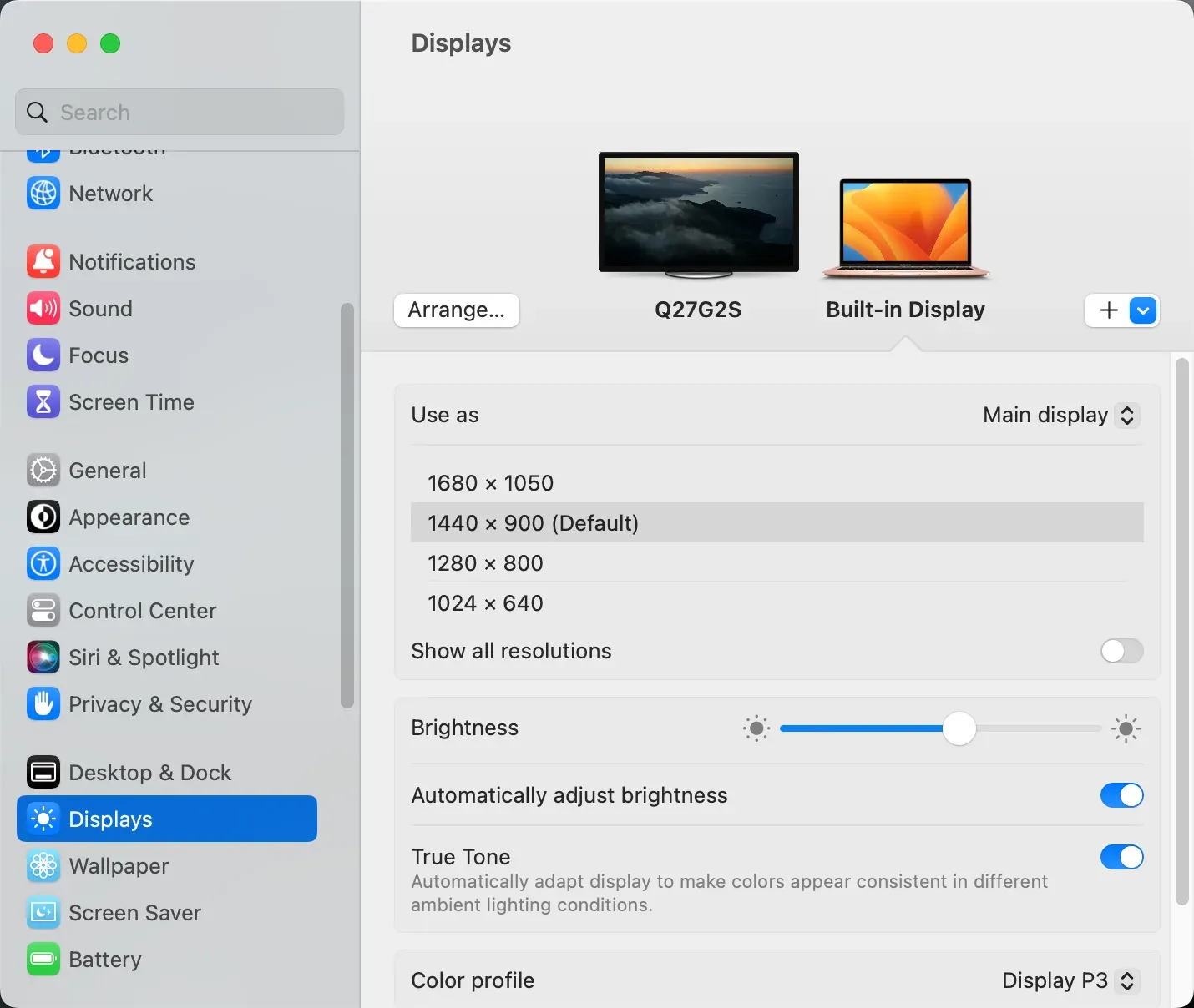 go to Displays setting on Mac
