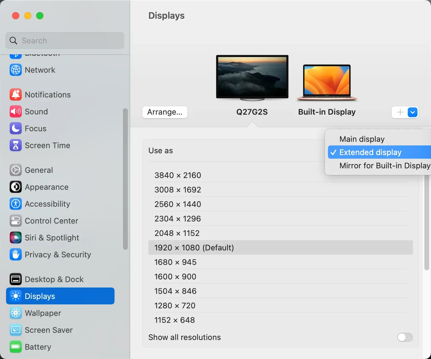 use as Extended display