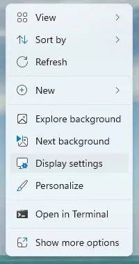find Display settings in right-click menu on Windows