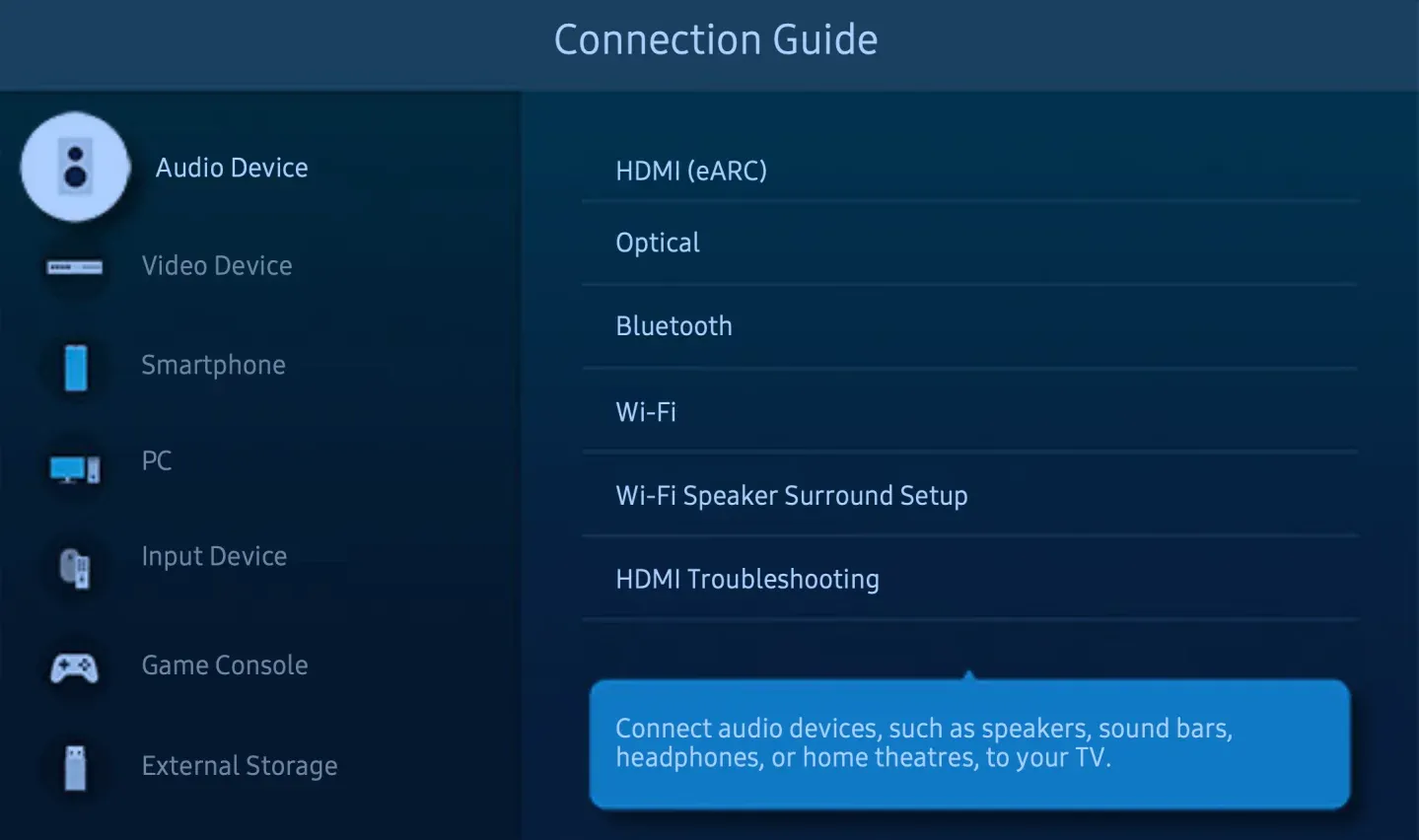 Bluetooth-Einstellungen auf dem Samsung-TV