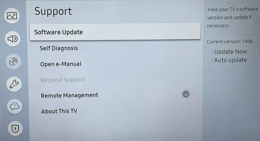 Update-Option auf dem Samsung-TV