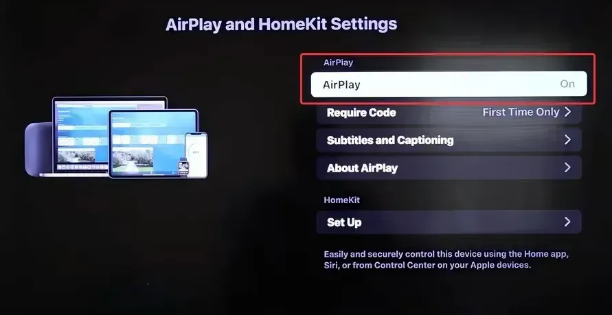 enable AirPlay on TV