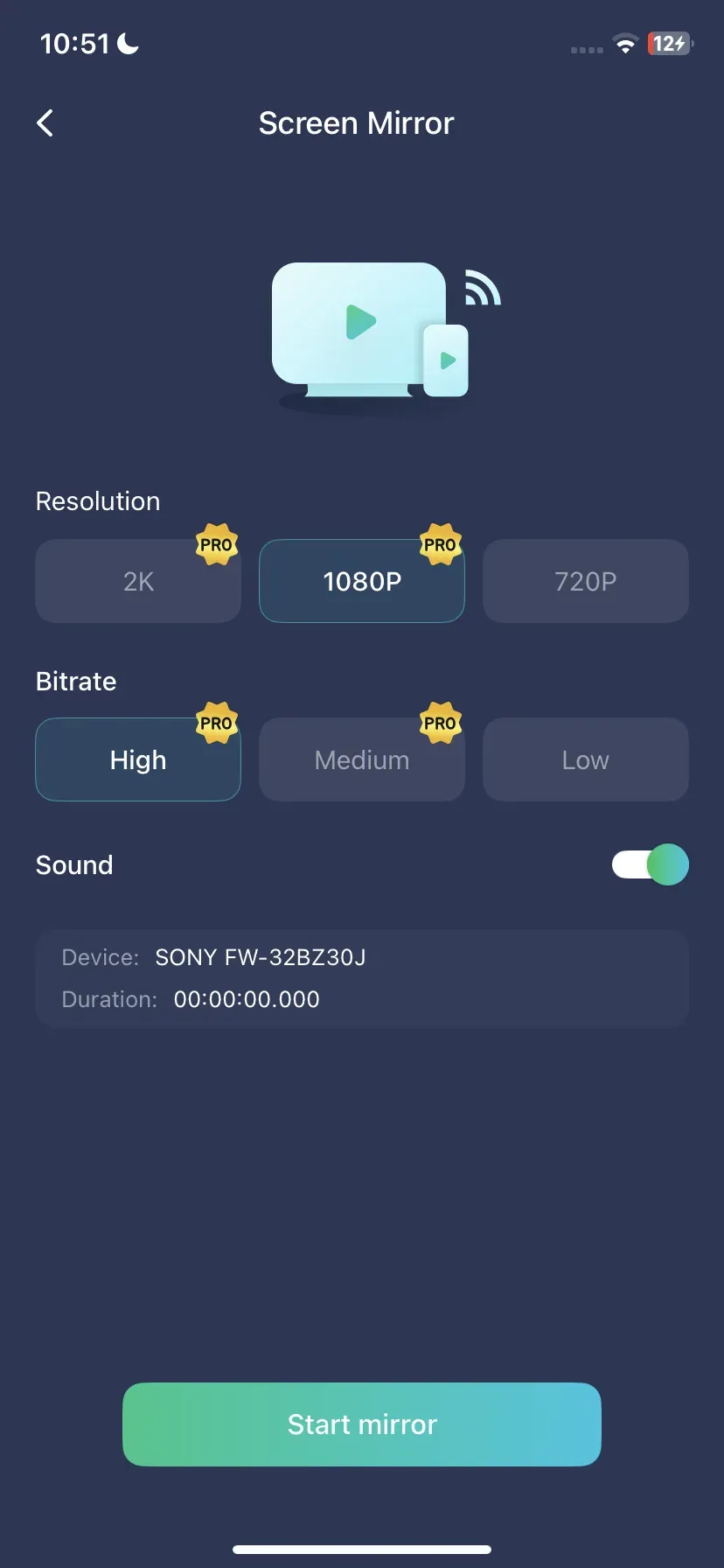 start screen mirroring iPhone with PigeonCast