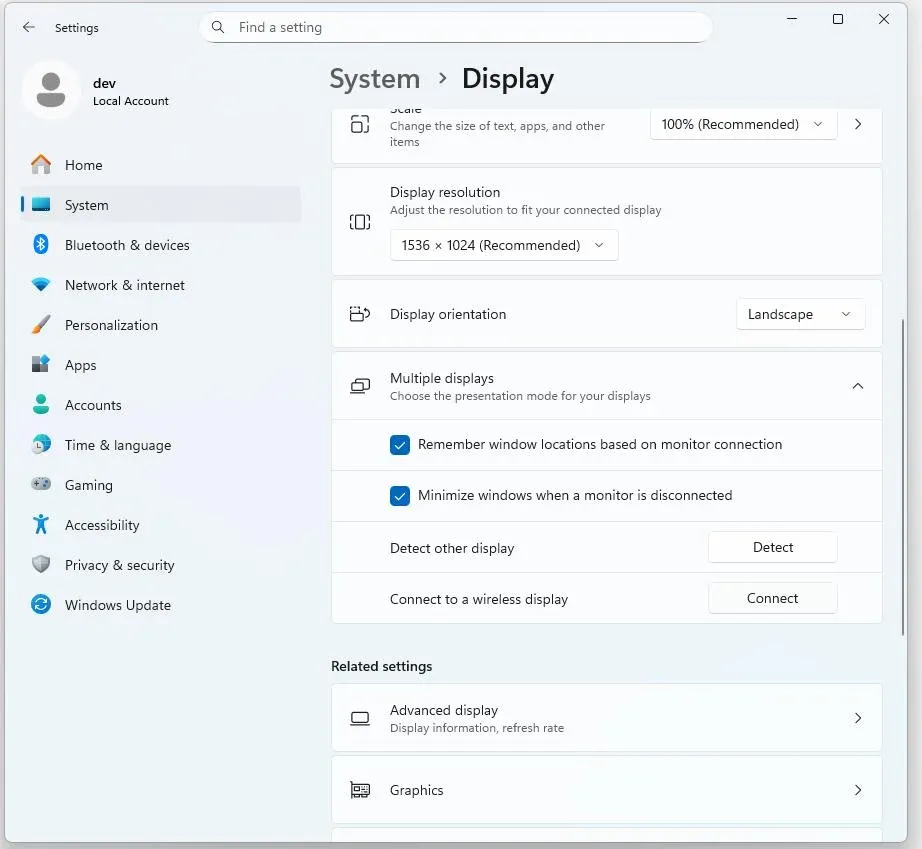 set Windows to connect a wireless display