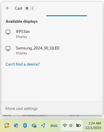 available wireless displays on Windows 11