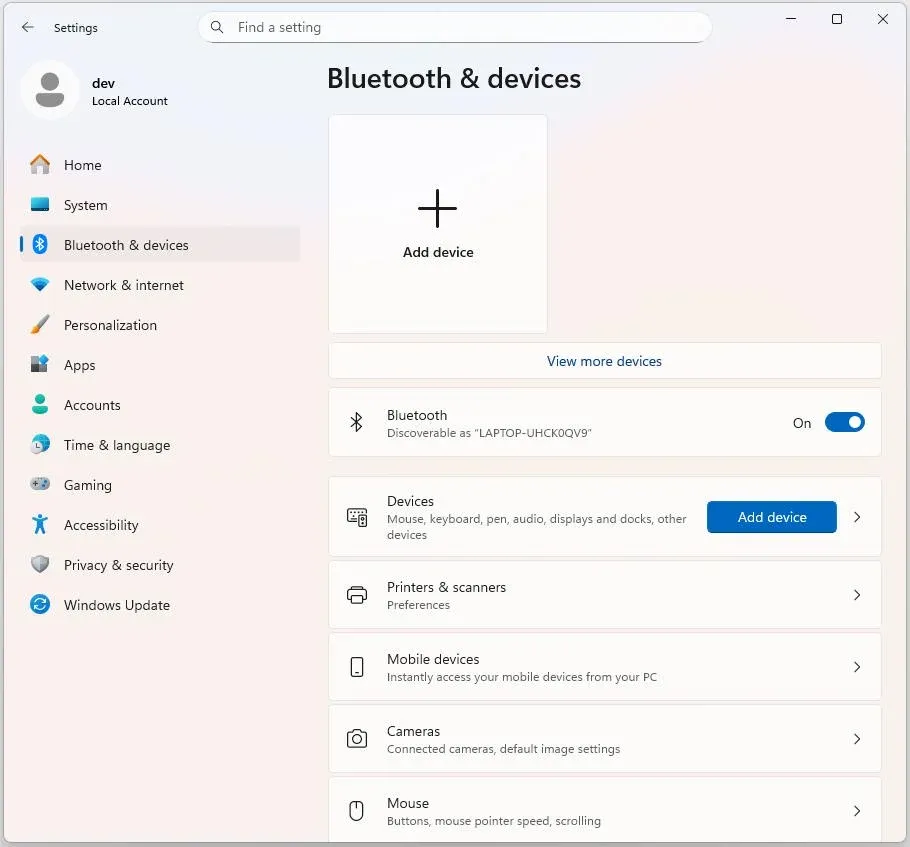 Bluetooth & devices