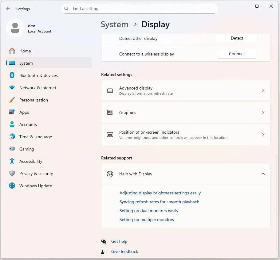 choose Advanced display
