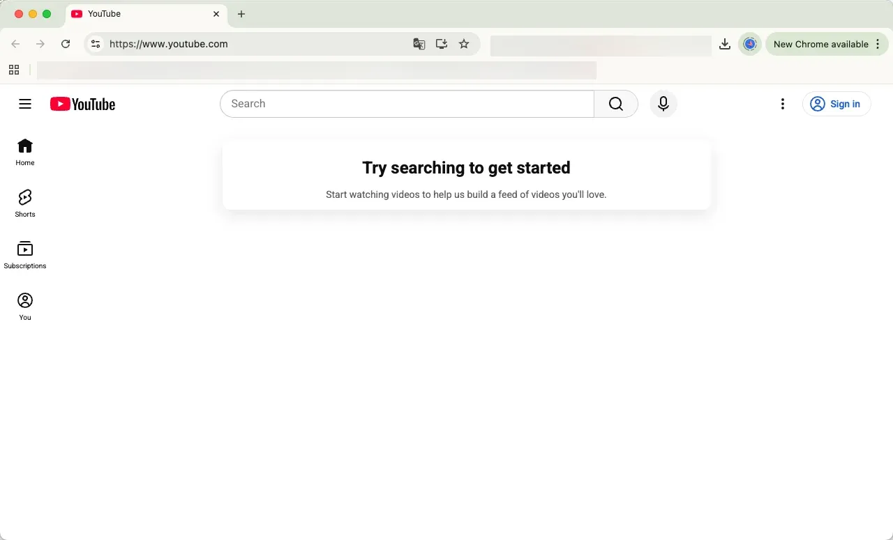 YouTube.com in Chrome