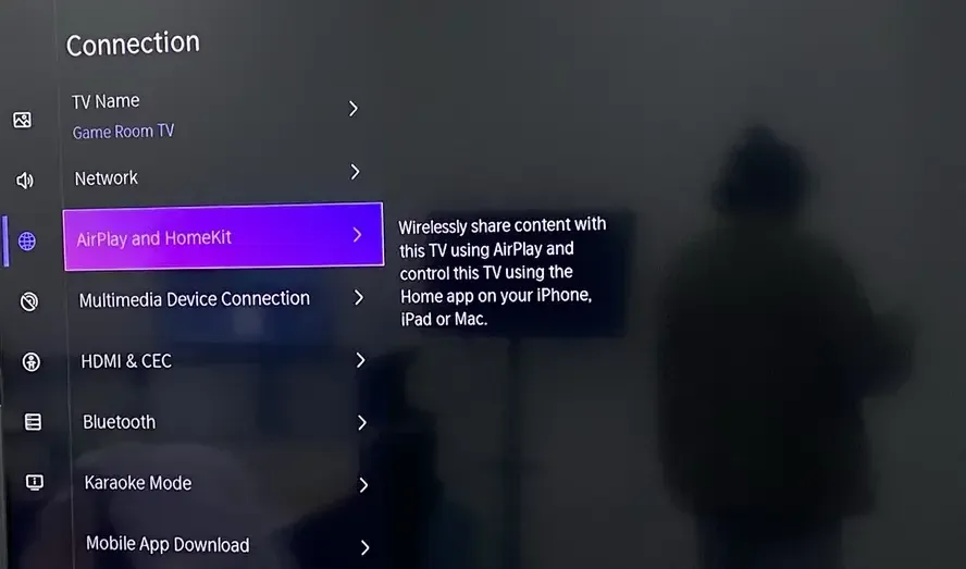 AirPlay and HomeKit settings on TV