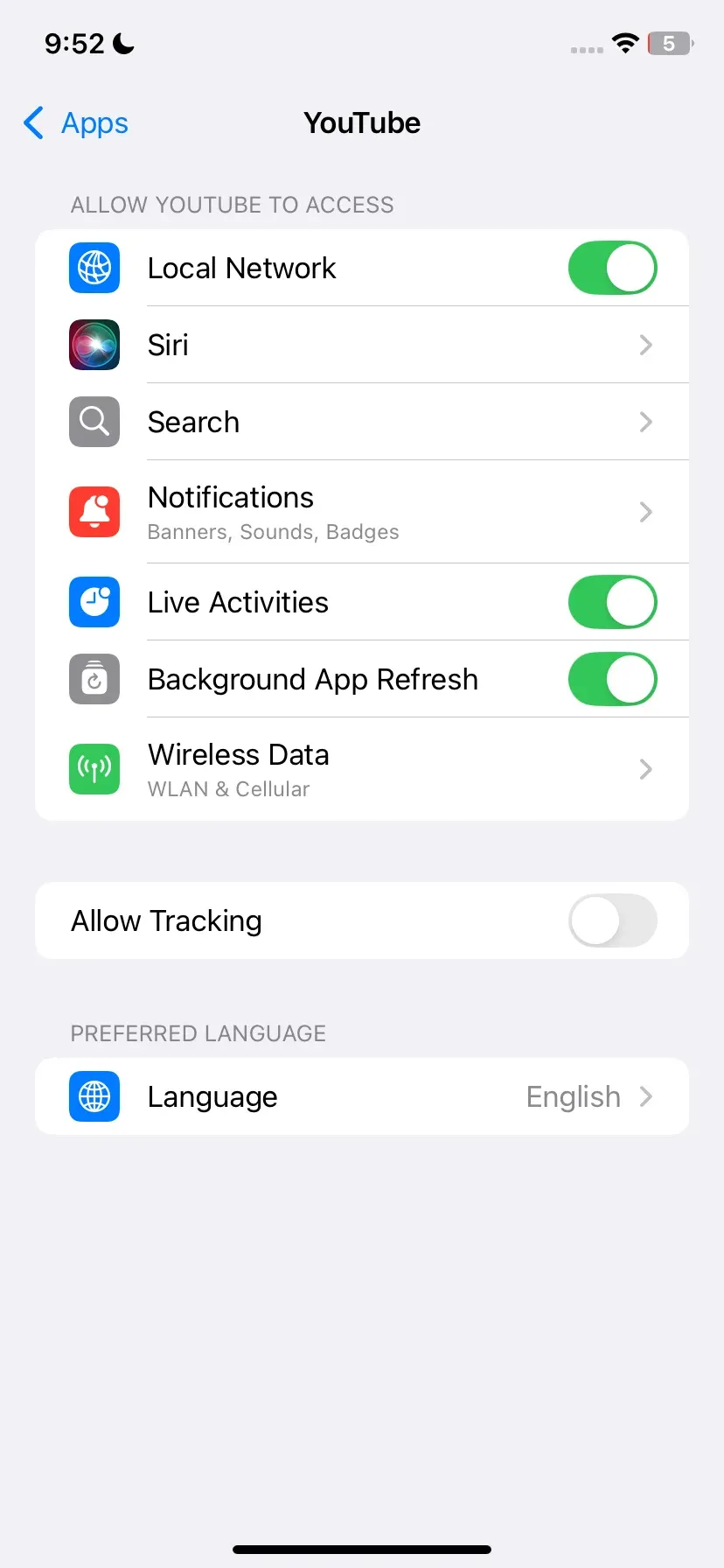 allow YouTube to access local network on iPhone